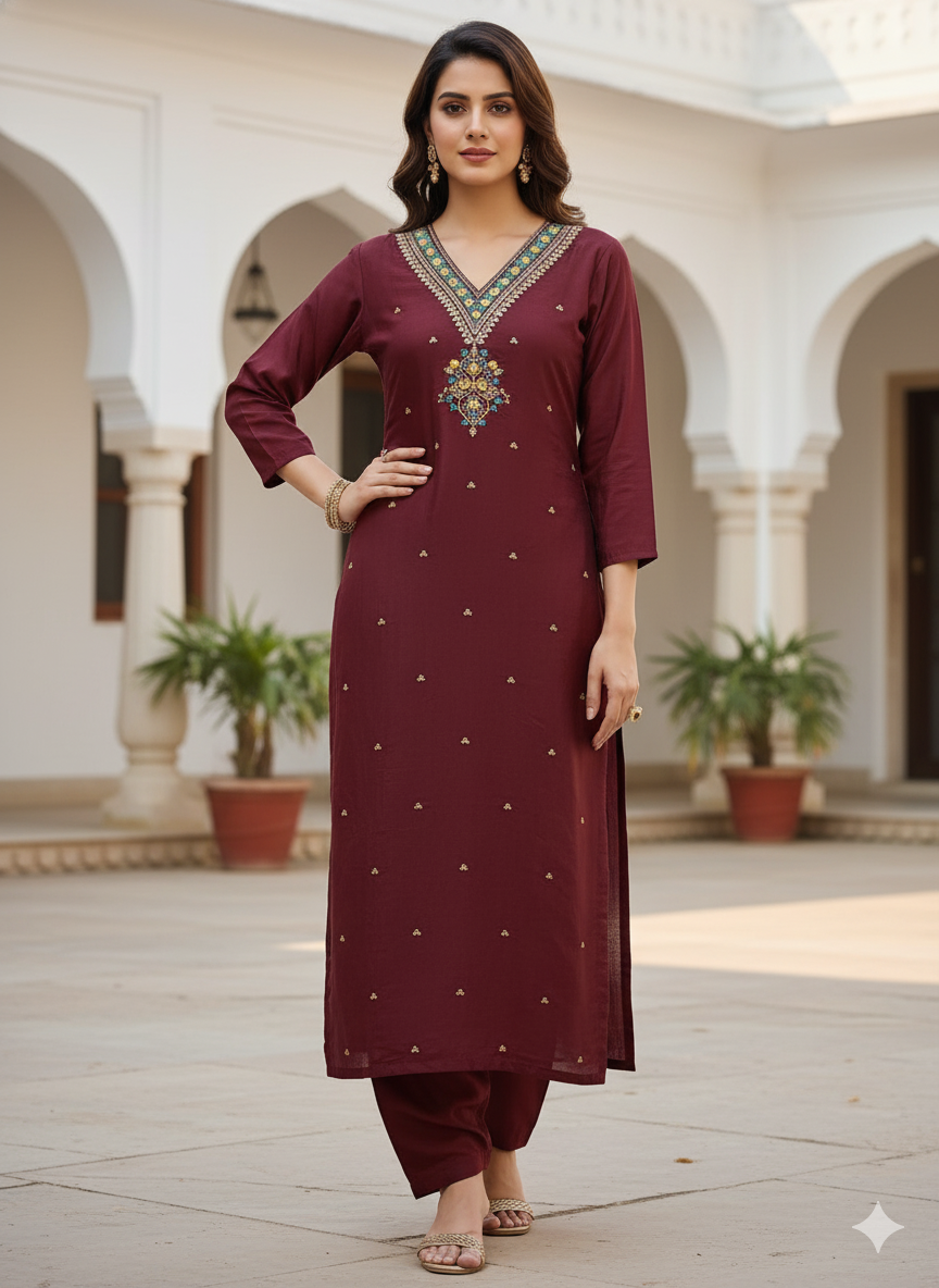 Single Silk Kurti Woven Zari Design
